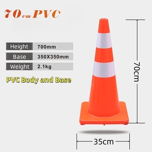 70cm 75cm赤PVCとゴム反射ホワイト反射交通コーン効果的な交通警告 - Product Image 3