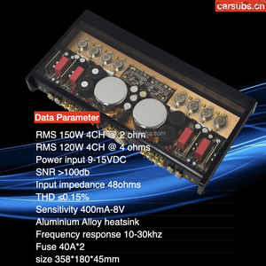 Qualità del suono amplificatore di guadagno Stereo per auto 4 CH RMS <span class=keywords><strong>150W</strong></span> 2 Ohms DSP amplificatore di guadagno gamma completa 4 canali per auto classe AB - Product Image 3