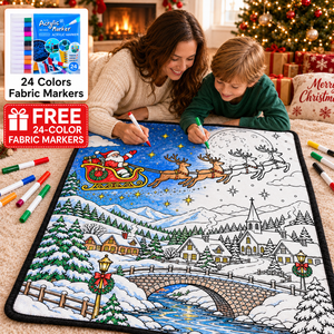 Manta de Franela Rectangular para Colorear DIY de Navidad con 24 Marcadores de Tela de Colores, Manta de Graffiti para Invierno - Product Image 1