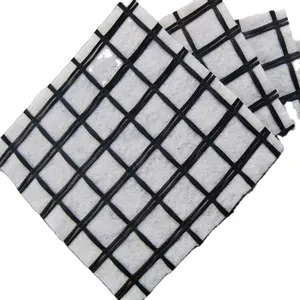 Fiberglas Geogrid kompozit dokusuz geotekstil ile tutkal ile