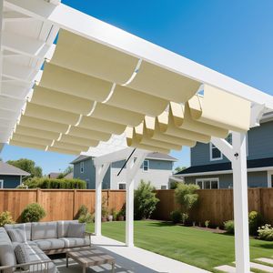 Toldo Retráctil para Patio, Tela Oxford 420D, Forma de Ola, Protección Solar, Operación Manual - Product Image 1