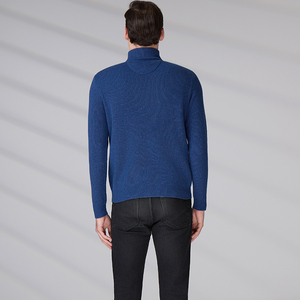 Pull en laine tricoté OEM de haute qualité, pull d'hiver personnalisé avec logo, manches longues, cardigan 1/4 zippé pour homme - Product Image 5