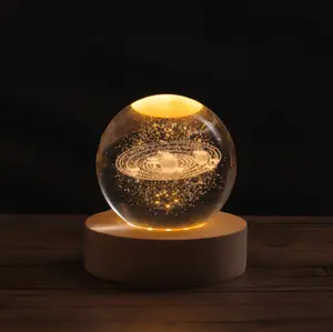 Creative Sun Galaxy Glowing Crystal Ball Decoration Led Lighting Crystal Ball