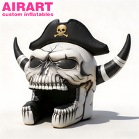 Calavera gonflable pour la décoration du Jour des Morts, tête de mort florale, accessoire effrayant, crâne de sucre gonflable