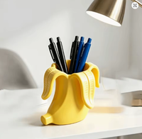 Porte-crayons en plastique en forme de banane, support créatif et amusant pour baguettes/cuillères, design incurvé artistique et moderne, portable