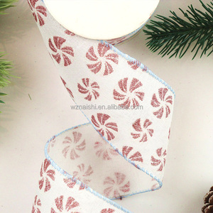 Noël Floral Motif Ruban Arbre <span class=keywords><strong>De</strong></span> Noël Arc Floral Guirlande Matériel Ruban Liège Bord Cadeau Emballage Ruban Sur Mesure - Product Image 2