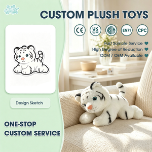 Peluche Tigre Blanc Personnalisée, Jouet en Peluche Animal Sauvage Rampant pour Enfants, Cadeau, Service d'Usine OEM ODM Tout-en-un, Vente en Gros - Product Image 1