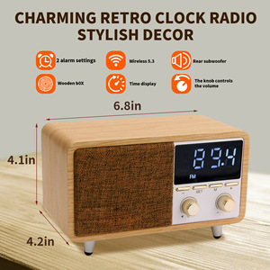 Haut-parleur Bluetooth rétro en promotion, <span class=keywords><strong>radio</strong></span> FM, boîtier en bois, appareil audio sans fil, décoration d'intérieur - Product Image 2