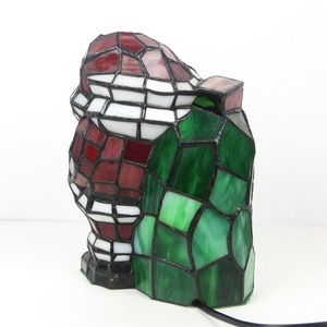 LongHuiJing Tiffany Style Christmas Stained Glass Bobble Head Santa <b>Lighted</b> Table Lamp - Product Image 5