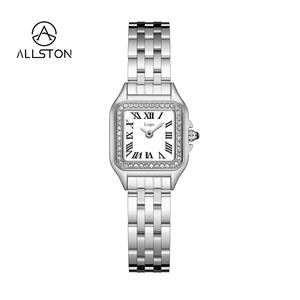 Orologi al quarzo da <span class=keywords><strong>donna</strong></span> di lusso nuovo <span class=keywords><strong>elegante</strong></span> cinturino in acciaio inossidabile oro diamante quadrante quadrato in scala romana di bellezza della moda - Product Image 2