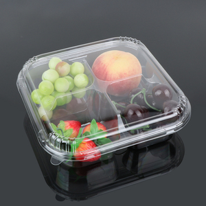 Hengmater Disposable <strong>Large</strong> Fruit 4 Compartment Food Cheap <strong>Plastic</strong> <strong>Tray</strong> with Lid - Product Image 4