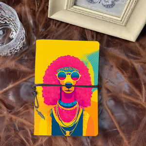 สมุดโน๊ต A6วินเทจทำด้วยมือพร้อมฝาปิด80แผ่นที่สมบูรณ์แบบของขวัญวันเกิดสำหรับน้องสาวขั้นกับแว่นกันแดดพุดเดิ้ลหัว Ba - Product Image 1