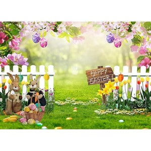 Fond de photographie « Il est ressuscité » avec croix de Pâques et fleurs, toile de fond photo, bannière de fête, décorations personnalisables - Product Image 2