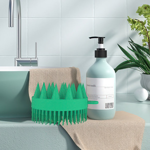 Cepillo de Baño Redondo de Silicona de Doble Cara Jianhong, Cepillo de PVA Largo para Masaje Corporal y Limpieza del Cuero Cabelludo, Uso en Seco y Húmedo - Product Image 3