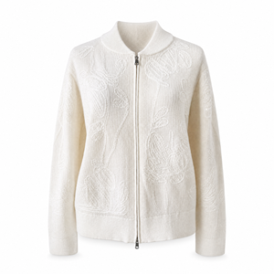 <span class=keywords><strong>Cardigan</strong></span> Elegante Casual da <span class=keywords><strong>Donna</strong></span> in Cotone con <span class=keywords><strong>Zip</strong></span> Integrale e Maniche Lunghe, Design Jacquard Personalizzato ODM/OEM per l'Inverno - Product Image 2
