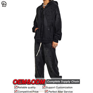 Ensemble sweat-shirt et jogging pour <span class=keywords><strong>homme</strong></span>, coupe ample décontractée, sweat-shirt à capuche zippé intégral, survêtement streetwear, vêtements de sport - Product Image 3