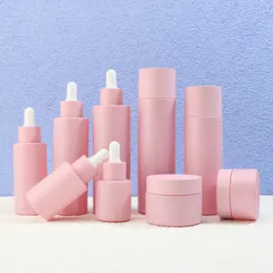 Pots cosmétiques écologiques, quantité minimale de commande contenants cosmétiques rose givré, bouteille de pompe à lotion 1oz 50ml 80ml 100ml