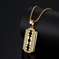 Pendentif en acier inoxydable 316L avec zircone cubique, finition or et argent, compatible avec les chaînes standard, hypoallergénique, OEM