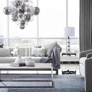 Lustre en verre gris en forme de diamant de luxe, style nordique unique, en fer forgé pour les chambres à coucher, éclairage suspendu pour salle à manger - Product Image 1