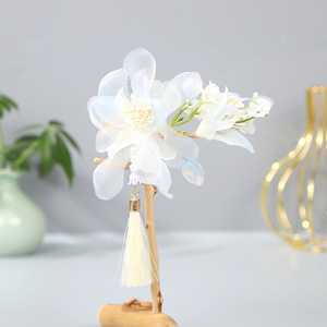 Nouveaux accessoires de coiffure Hanfu faits à la main pour femmes et enfants 2023, épingles à cheveux de style ancien avec pompons bleu clair et cheveux - Product Image 2