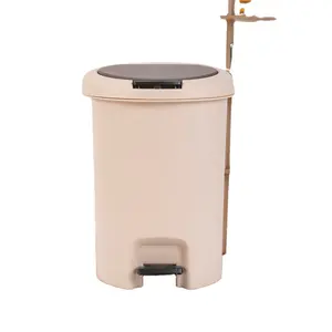 Plastic Small Round Trash Can Wastebasket, Garbage Container Bin with Pedal for Bathroom, Kitchen