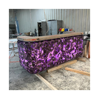 Meuble de bar unique pour restaurant et club, avec rétroéclairage, en cristal violet améthyste, pierre semi-précieuse