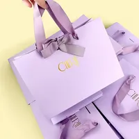 Sac Cadeau Personnalisé en Papier Recyclé Couleur Ivoire pour Vêtements, Avec Ruban et Votre Propre Logo, Luxe Crème Beige pour Shopping