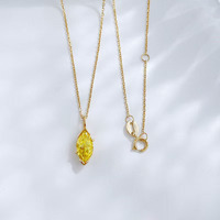 Collier pendentif en or jaune 18 carats avec diamant jaune fantaisie de laboratoire, minimaliste, ajustable, pour femme, tendance, avec breloque marquise