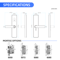 Serrure de Porte Intelligente Numérique et Électronique avec Poignée, Compatible Tuya/Ttlock, Wifi, Clés et Empreinte Digitale, pour une Sécurité Accrue