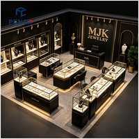 Vitrine de présentation de bijoux sur mesure en or noir et diamant pour magasin de bijouterie, comptoir d'essayage et mobilier de présentation