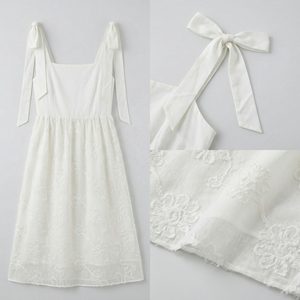 <span class=keywords><strong>Robe</strong></span> longue élégante pour femme, design original personnalisé, broderie florale blanche, bretelles à nouer, <span class=keywords><strong>robe</strong></span> de soirée de luxe pour femmes, OEM - Product Image 3