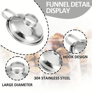 2 entonnoirs en silicone et acier inoxydable pour distribution de liquides, cuisson et remplissage de jus avec passoire - Product Image 2