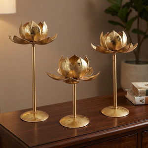 Soporte de luz de té de loto elegante elegancia parpadeante soporte de luz de té artesanal de ambiente sereno - Product Image 6