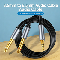 Cable de Audio Dual de 3.5mm y 6.5mm, Chapado en Oro, Cobre Puro, Trenzado y Blindado con PVC, para Guitarra, Micrófono, Altavoz, Coche, PC, Equipo de Estudio