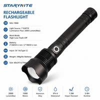 Lampe torche XHP70 2000LM longue portée 300m, projecteur rechargeable USB-C en alliage d'aluminium avec zoom et double batterie 26650