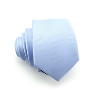Cravates pour hommes en polyester tissé, couleur unie bleu ciel, style classique et fin, fabriquées en Chine, vente en gros