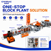 Machine de fabrication de blocs creux entièrement automatique QT8-15S pour pavés en béton, briques pleines, pavés autobloquants et bordures, hydraulique PLC
