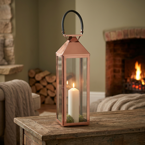 Lanterne décorative en métal en laiton AK en cuivre fini avec verre et poignée Lot de 2 de grande taille pour la décoration intérieure de la maison - Product Image 2