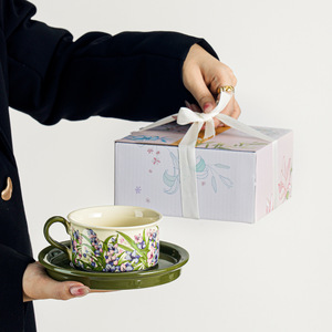 Lelyi Ins Zwaard Orchidee Patroon Keramische Beker En Schijf Set Hoge Schoonheid Grote Capaciteit Koffie En Thee Mok Voor Relatiegeschenken - Product Image 6
