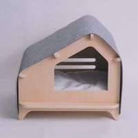 Mobilier de luxe moderne en bois pour animaux de compagnie : Lit, cage et transporteur écologique pour petits animaux, niche d'intérieur OEM