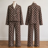 Ensemble deux pièces pour femme OEM, chemise à col passepoilé de haute qualité, pantalon de pyjama, imprimé floral à pois, logo personnalisé