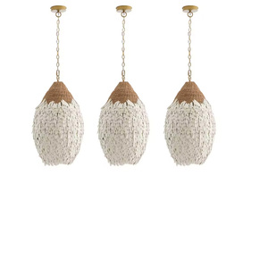 Pendant <strong>Light</strong> Handwoven Rattan Fringe Ceiling Lamp <strong>Boho</strong> <strong>Style</strong> Hanging <strong>Light</strong> for Bedroom Living Room Home Decor - Product Image 6