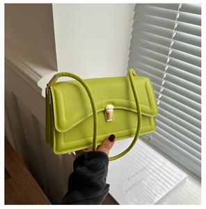 Nuevo diseño PU moda cuadrado bolso de mujer hebilla de Metal estilo Color anillo-enrejado bolso de hombro para mujer - Product Image 2