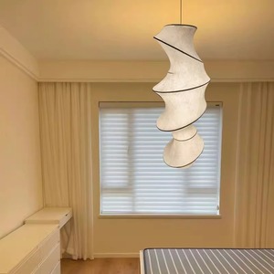 Lustre en soie japonaise Wabi Sabi E27 blanc, longue suspension pour chambre, salon, salle de thé, comptoir de bar 60 80 100 120 150cm - Product Image 3