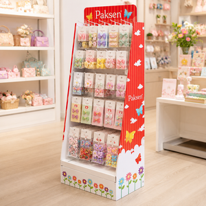 Corrugated Cardboard Hanging Hook Display <b>Stand</b> for Girls Hair Clips Retail Store POS Display - Product Image 1