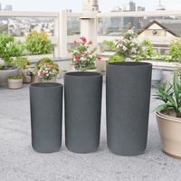 Langsung pabrik Cina Modern minimalis besar Pot bunga tanah liat serat fiber berdiri untuk dalam/luar ruangan
