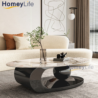 Table basse ovale en marbre noir pour hôtel, hall d'entrée, appartement - Fournisseur de meubles pour projets