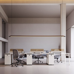 Postes <span class=keywords><strong>de</strong></span> travail <span class=keywords><strong>de</strong></span> <span class=keywords><strong>bureau</strong></span> en <span class=keywords><strong>bois</strong></span> <span class=keywords><strong>de</strong></span> qualité E0 pour 4/6 personnes, postes double face, sièges en cubicle, style minimaliste <span class=keywords><strong>blanc</strong></span>, luxe léger - Product Image 4
