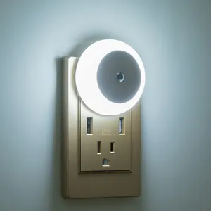 插入式传感器夜灯110V 220V Lampara De Noche暖白色发光二极管，婴儿儿童房卧室浴室