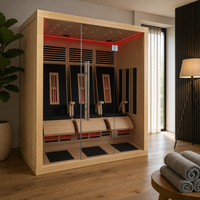 Ruang Sauna Inframerah Jauh dengan Pintu Kaca, Rangka Kayu, dan Speaker Terintegrasi untuk Penggunaan di Rumah